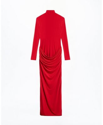 High-Neck Ruched Maxi Dress