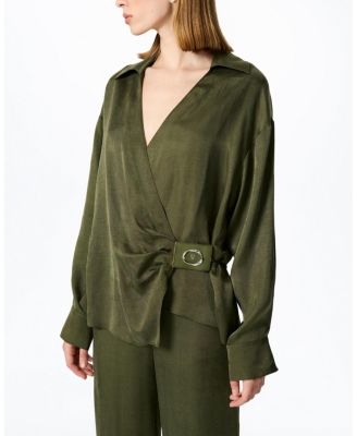 Logo Buckle Wrap Blouse
