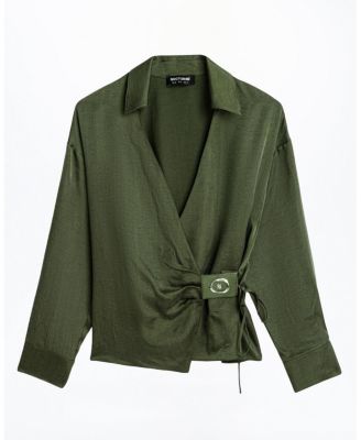 Logo Buckle Wrap Blouse