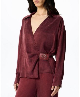 Logo Buckle Wrap Blouse