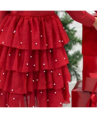 Girls&#39; Christmas Pearl Long Sleeve Tutu Dress - Little Kid, Big Kid