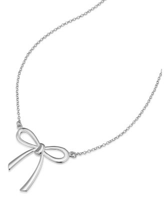  Sterling Silver Wrap Me Up Bow Pendant Necklace, 18"