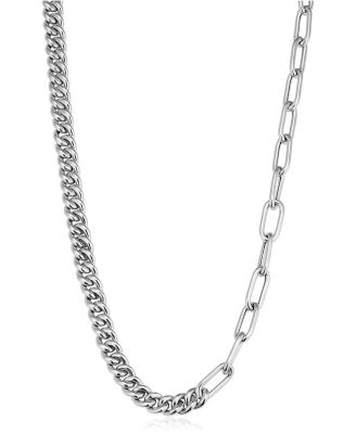  Sterling Silver Curb Clip Link Connector Clasp Necklace, 18"