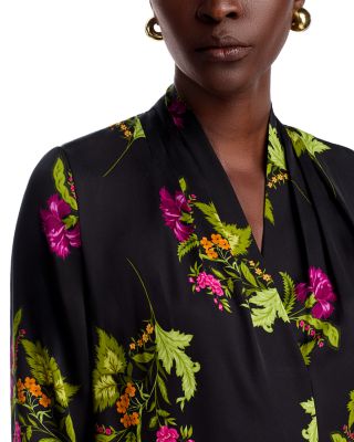 Palm Silk Blend Floral Blouse
