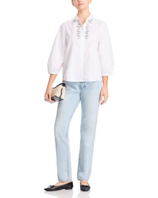 Oceana Poplin Rhinestone Shirt