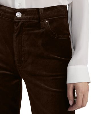 Le Sleek Straight High Rise Velvet Jeans in Dark Clove