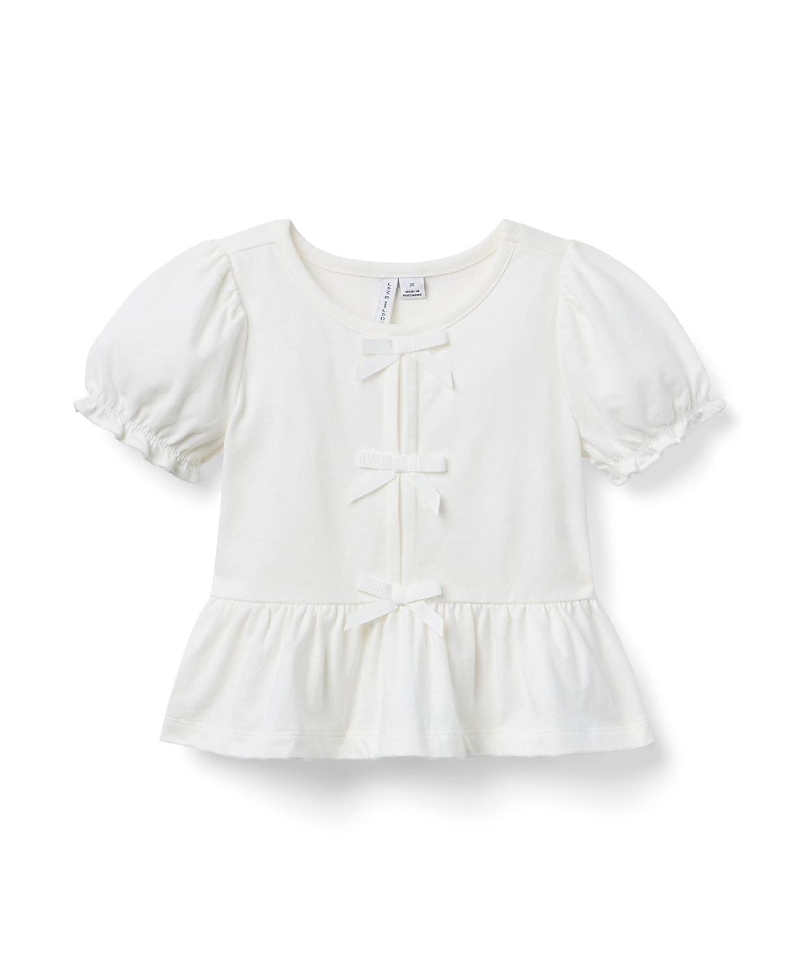 Janie and Jack Girls' Bow Peplum Top - Baby, Little Kid, Big Kid
