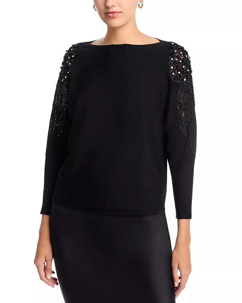 Sioni Illusion Lace Dolman Sleeve Sweater