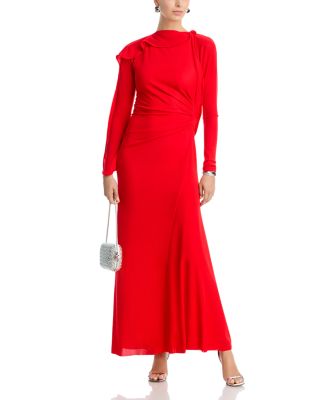 Long Sleeve Draped Jersey Gown