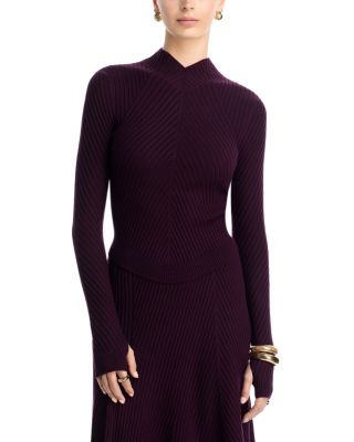 Merino Wool Ribbed Long Sleeve Top