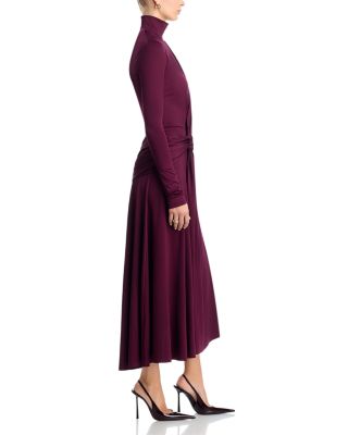 Twist Detail High Neck Midi Dress