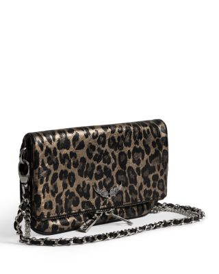 Rock Nano Metallic Leopard Print Leather Clutch