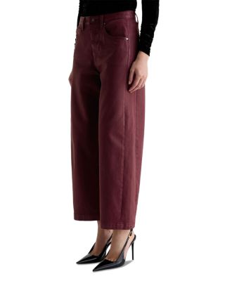 Hattie Coated High Rise Crop Barrel Jeans in Winery