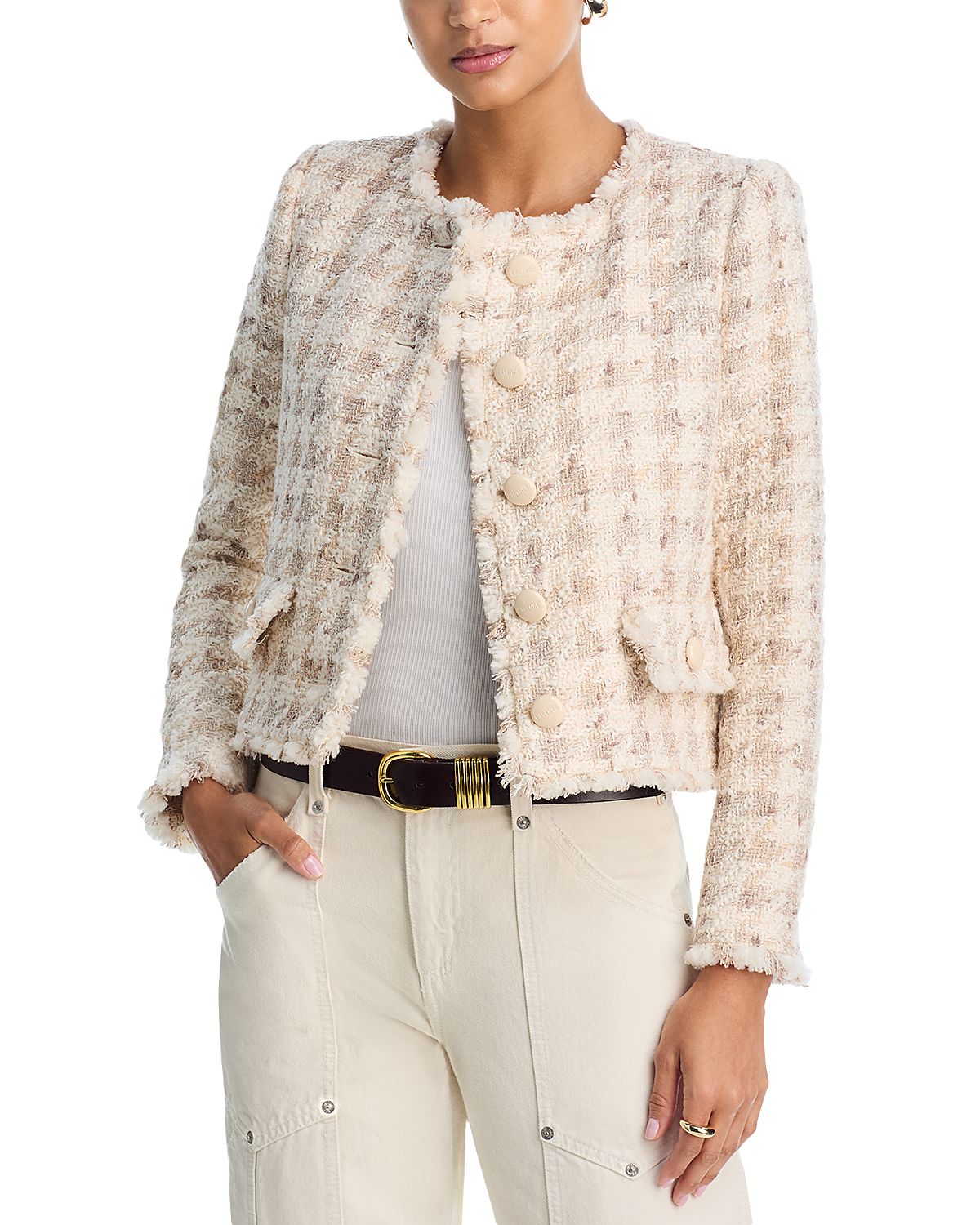 L'Agence Zell Plaid Collarless Jacket