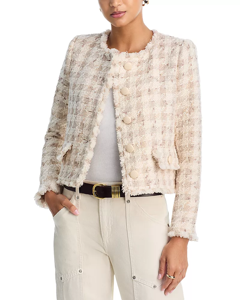 L'Agence Zell Plaid Collarless Jacket
