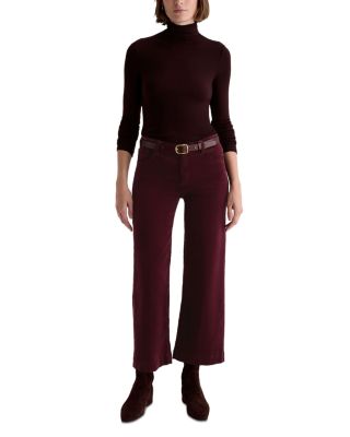 Saige Corduroy Crop Wide Leg Jeans in Winery