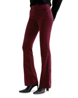 Farrah Mid Rise Velvet Bootcut Jeans in Winery