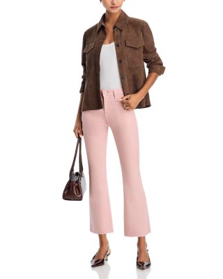 Kendra High Rise Cropped Flared Jeans in Pale Rose