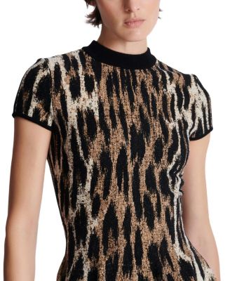  A-Line Leopard Print Jacquard Dress
