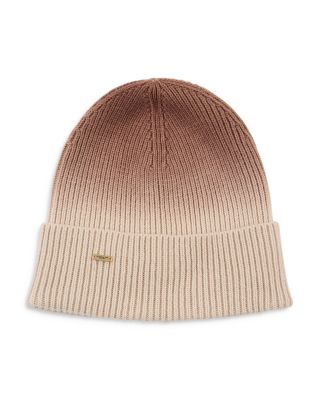 Frances Dip Dye Rib Knit Merino Wool Beanie