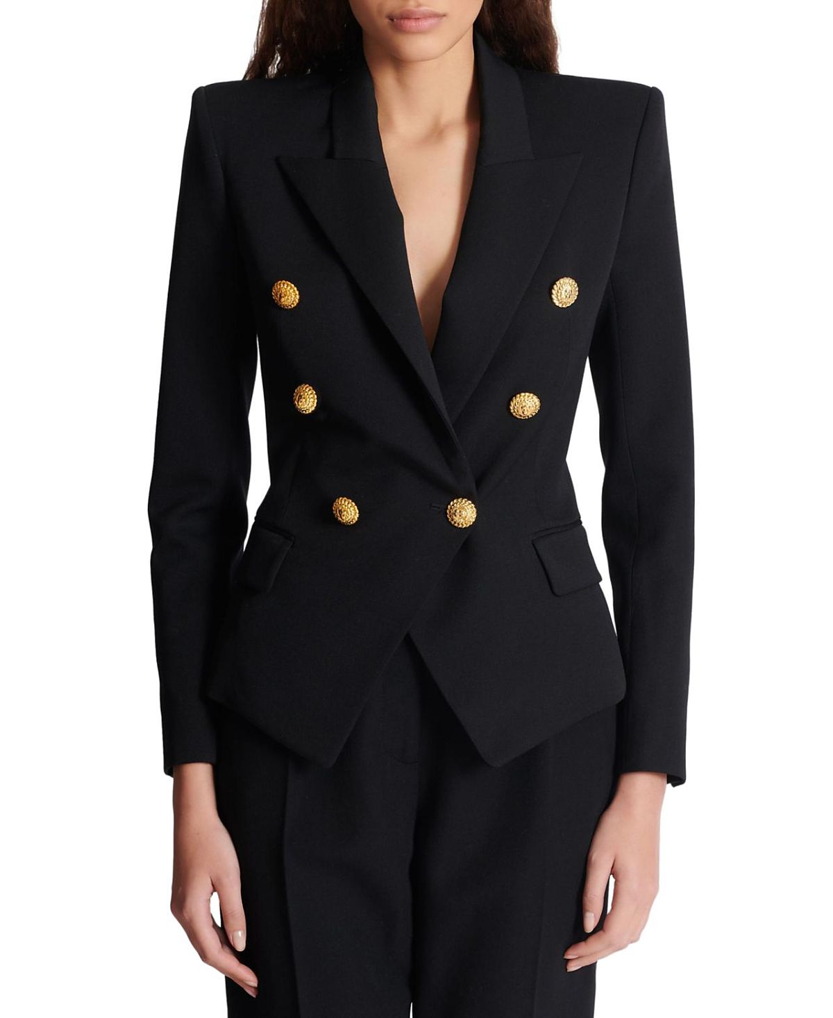 Balmain Grain De Poudre 6-Button Fitted Jacket