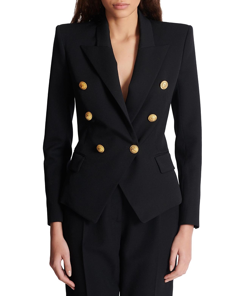 Balmain Grain De Poudre 6-button Fitted Jacket In Black