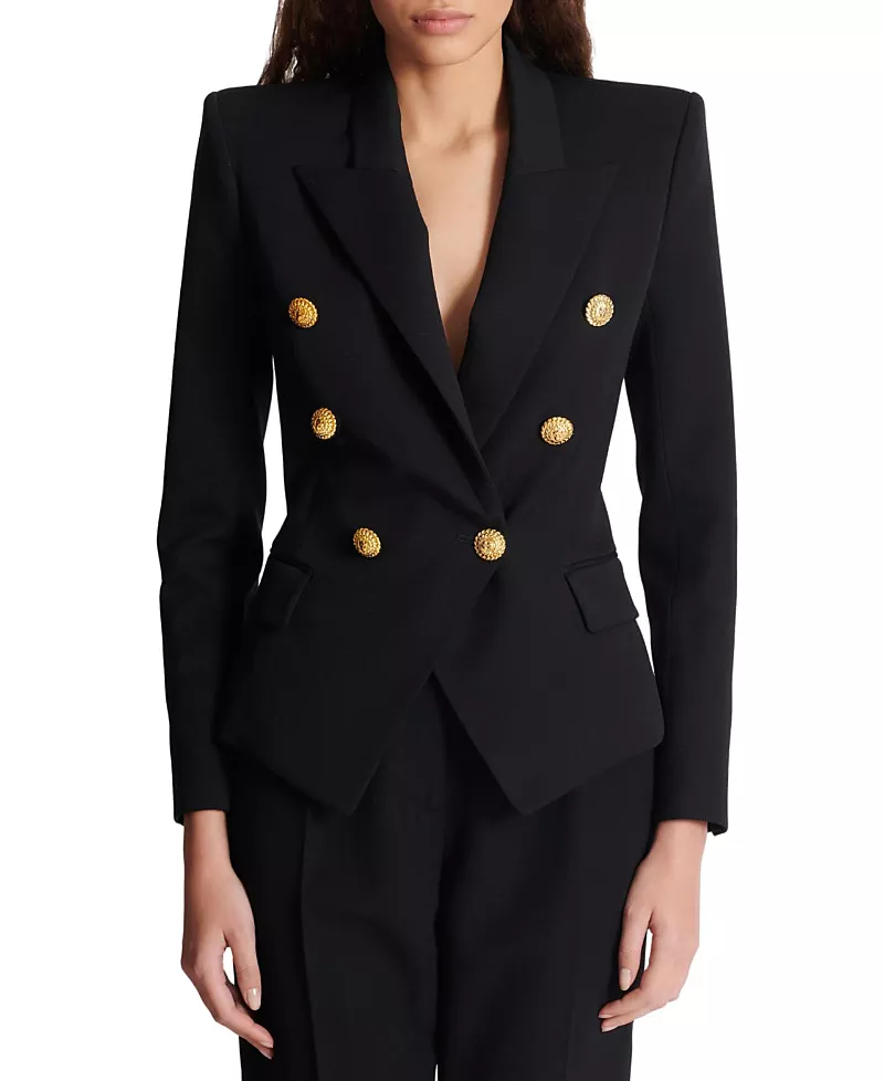 Balmain Grain De Poudre 6-Button Fitted Jacket