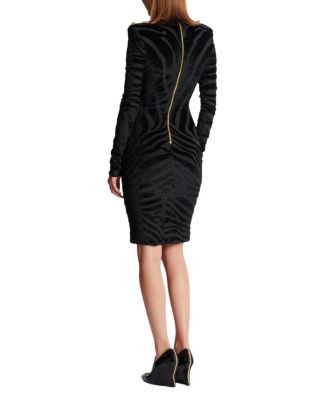  Short Zebra-Print Velvet Dress