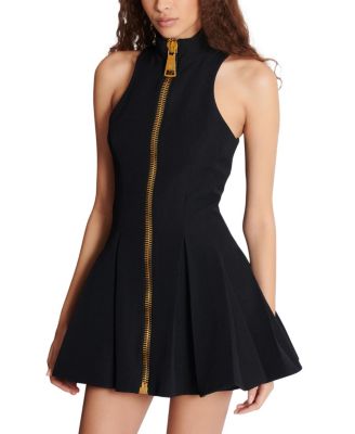 Short Halterneck Dress in Grain De Poudre Wool