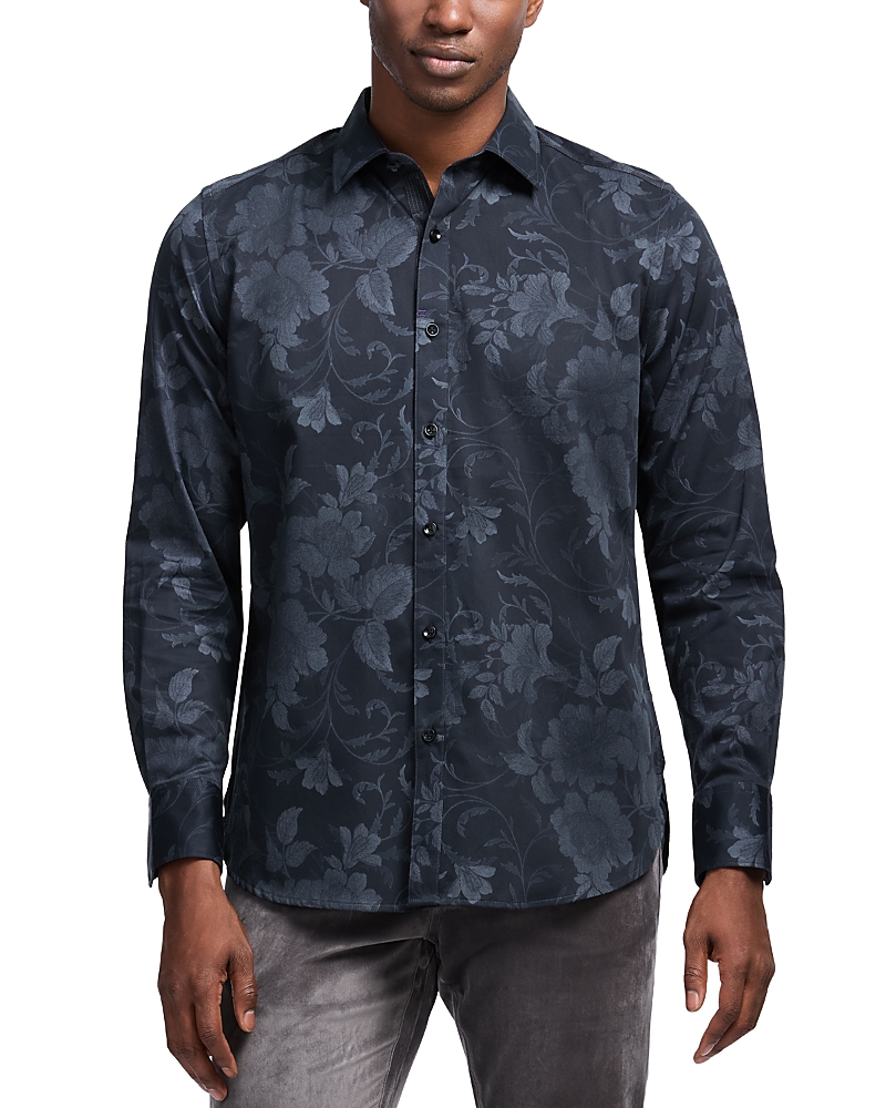 Robert Graham Barnsworth Floral Cotton Button-up Shirt In Black