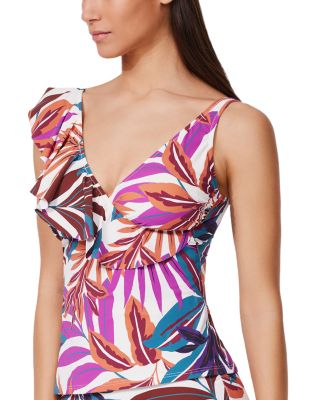 Ruffle V Neck Tankini Top