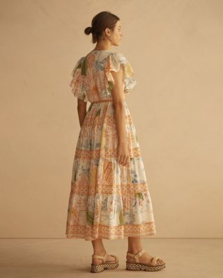 ALCIO Ruffle Sleeve Tiered Maxi Dress