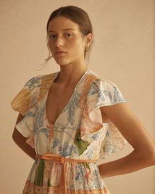 ALCIO Ruffle Sleeve Tiered Maxi Dress