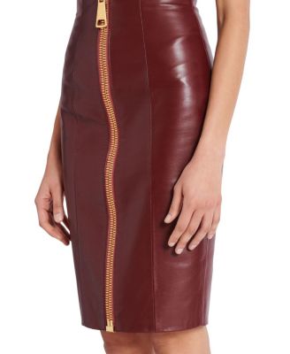  Lambskin Leather Pencil Skirt