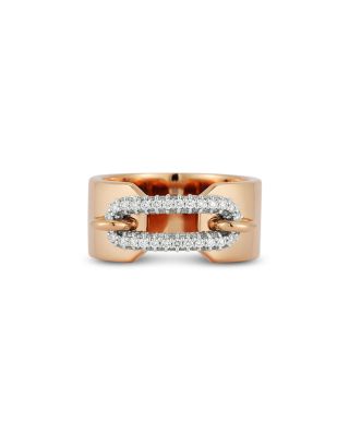 18K Rose Gold Morrell Diamond Elongated Oval Link Cuff Ring