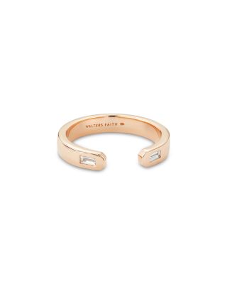 18K Rose Gold Ottoline Diamond Baguette Cuff Ring