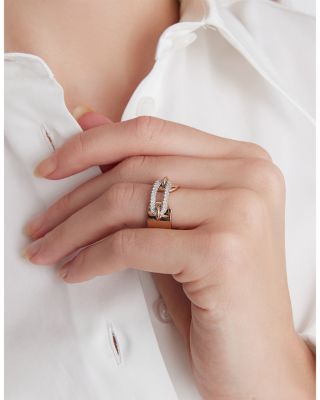 18K Rose Gold Morrell Diamond Elongated Oval Link Cuff Ring