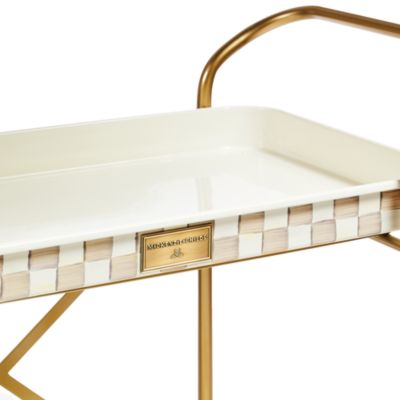 Mocha Check 2 Tier Kitchen Cart