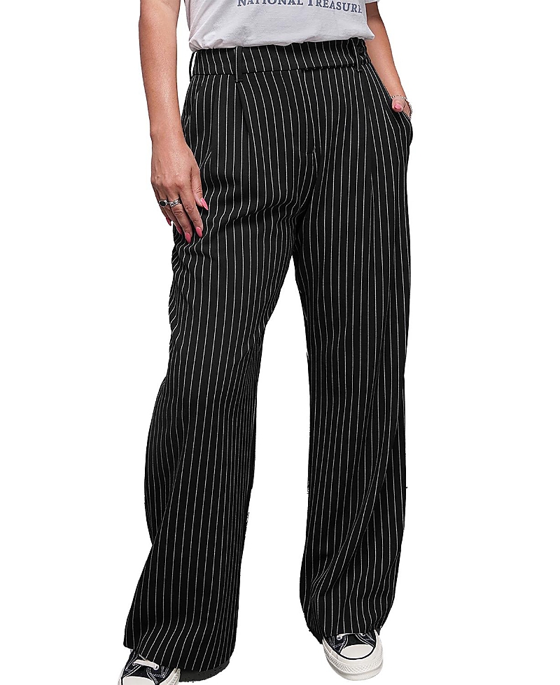 Wildfang The Empower Pinstripe Wide Leg Trouser In Multi