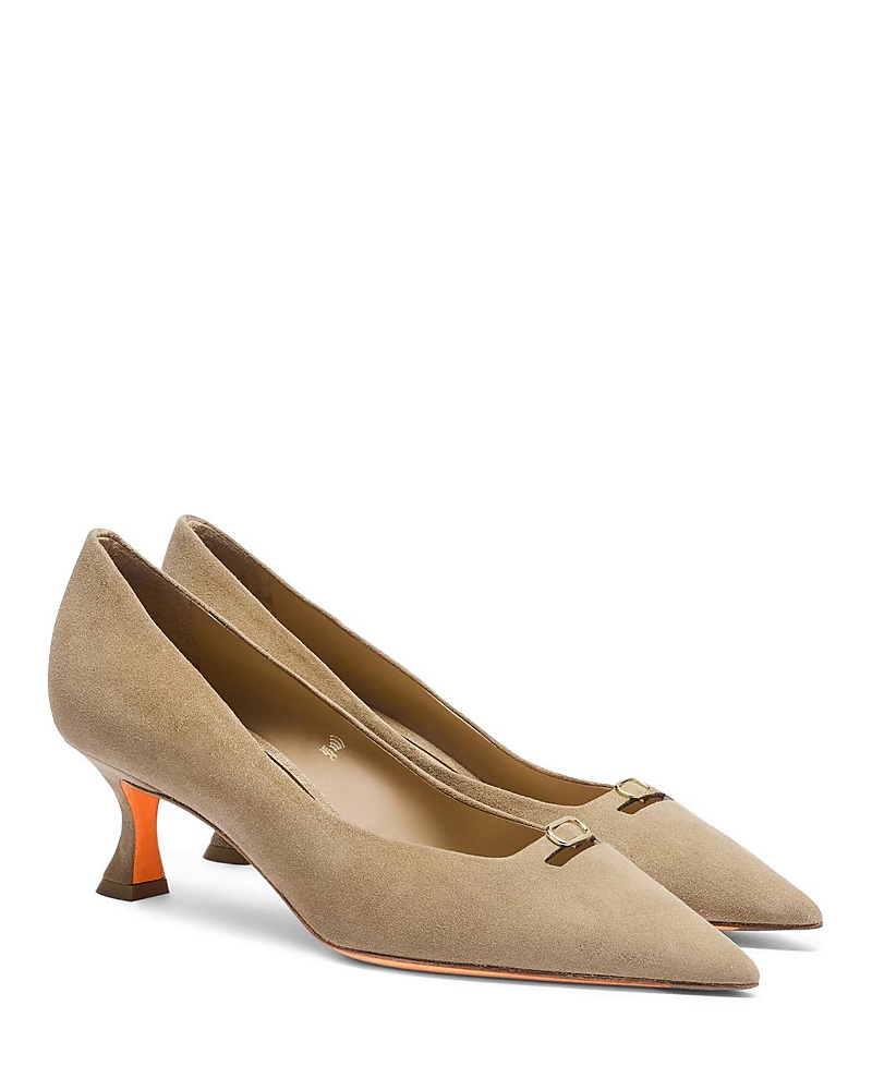 Santoni Women's Suede Mid-heel Pump In Sand