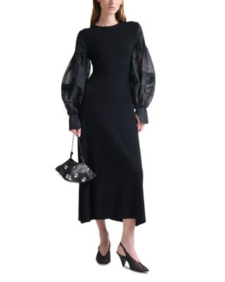 Carino Balloon Sleeve Silk Dress