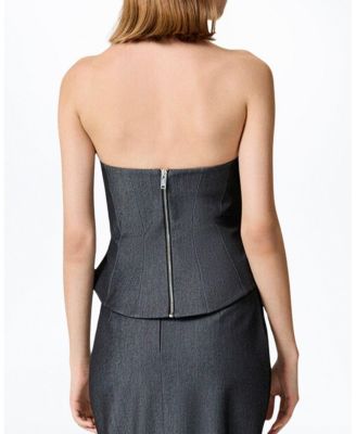  Strapless Ruffled Bustier Top