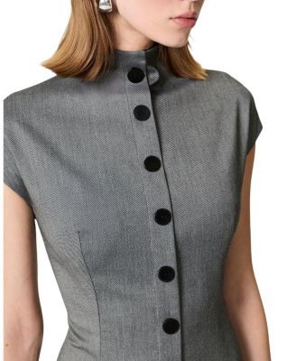  Button Accent High Neck Maxi Dress