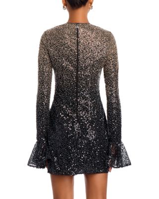 Beaded Long Sleeve Mini Dress