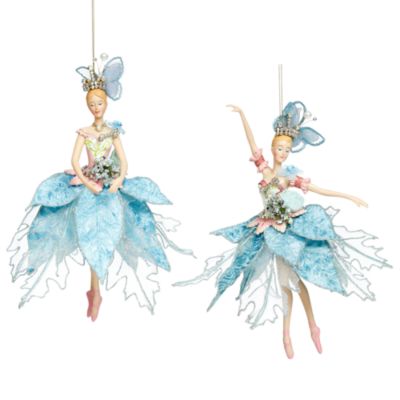 Blue Ballerina Ornaments, Set of 2