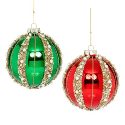 Pearl Beaded Ball Ornaments, Set of 6