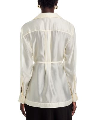 Ines Notch Lapel Drawstring Top