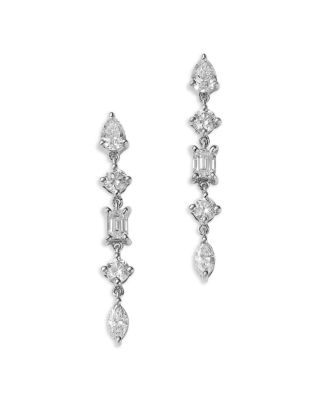 Mixed Cut Diamond Drop Earrings in 14K White Gold, 1.03 tcw