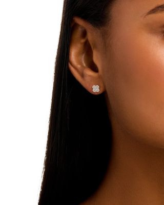 Diamond Clover Stud Earrings in 14K Yellow Gold, 0.25 tcw