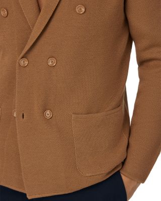 Extra Fine Merino Wool Knitted Regular Fit Double Breasted Blazer - Exclusive